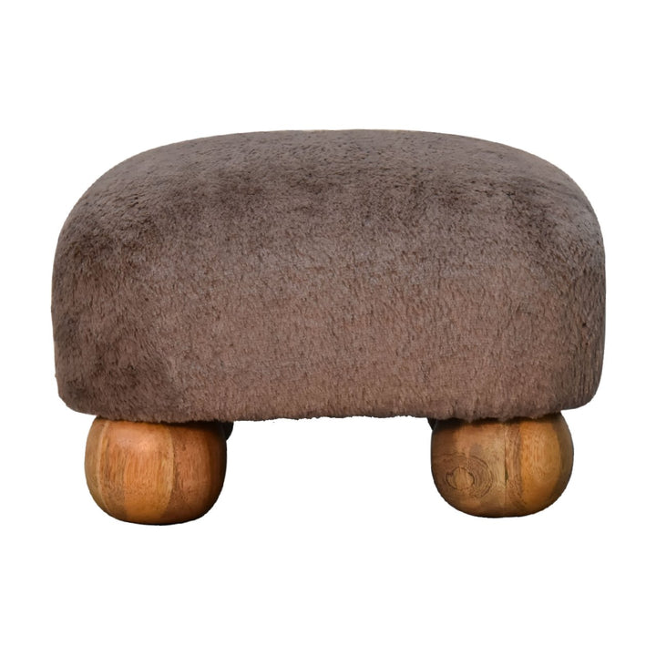 Mocha Faux Fur Nordic Footstool