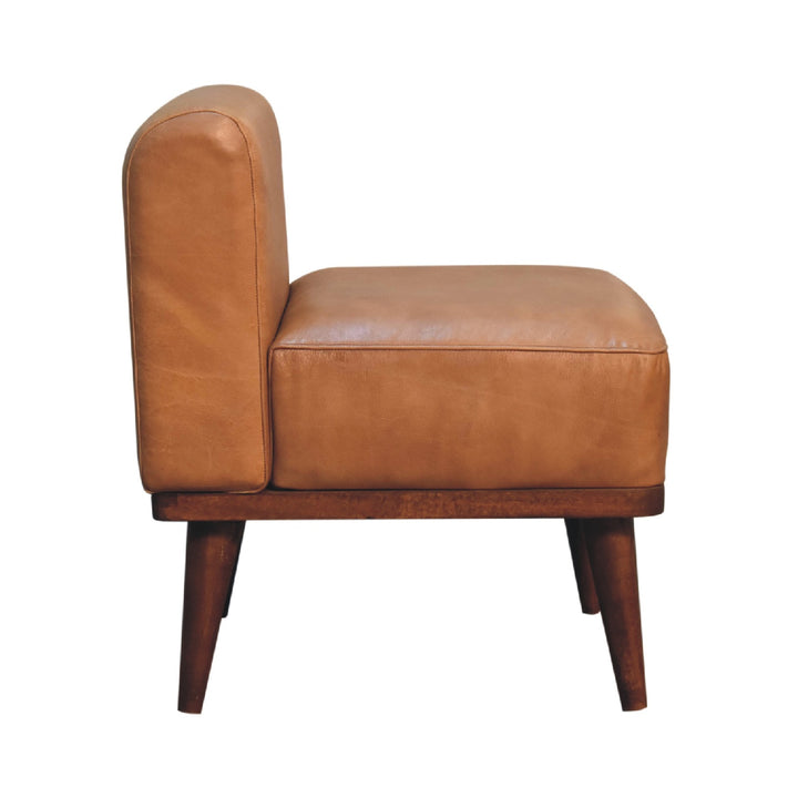 Tan Buffalo Backrest Footstool