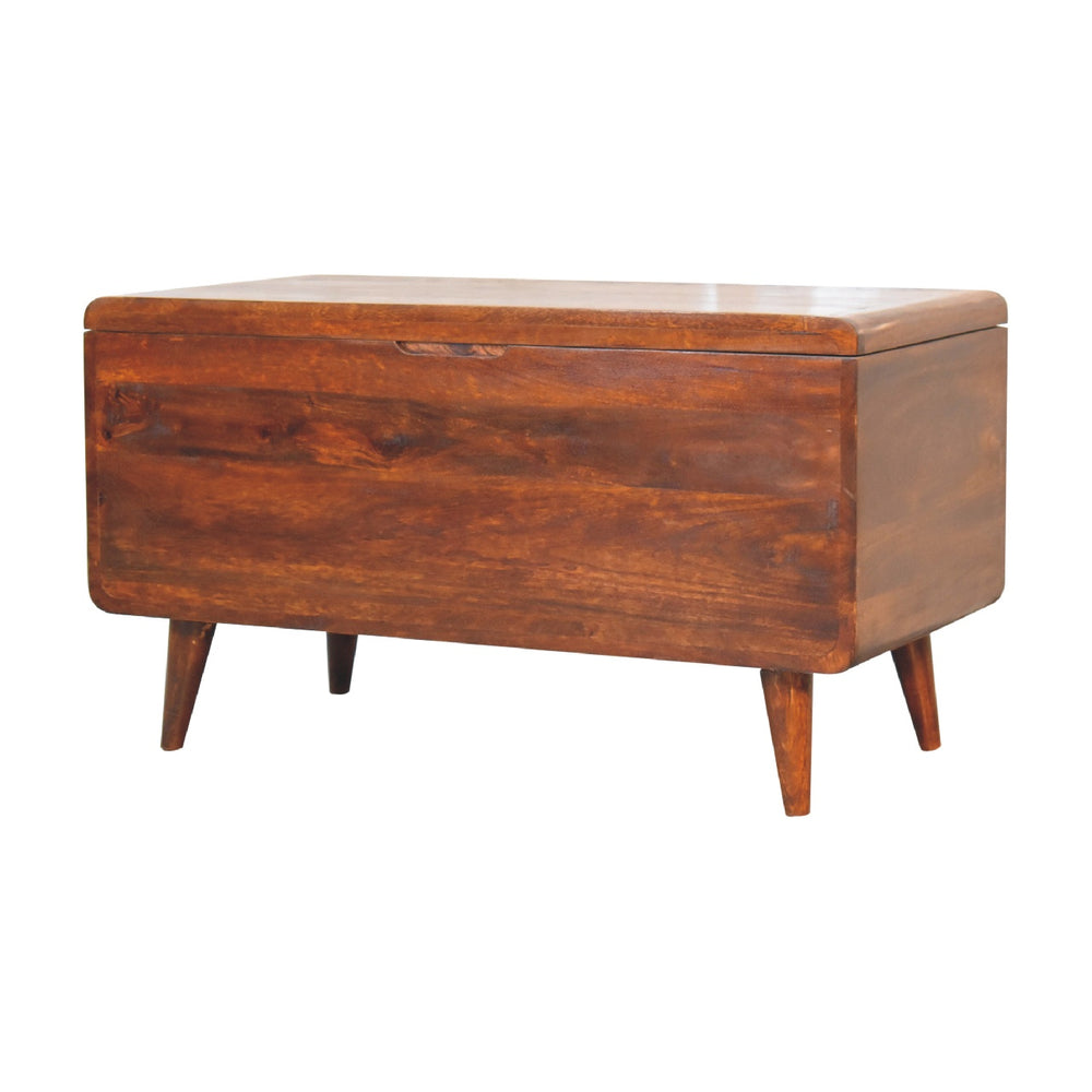 Curved Chestnut Blanket Box - TidySpaces