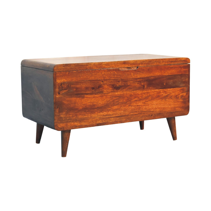 Curved Chestnut Blanket Box - TidySpaces