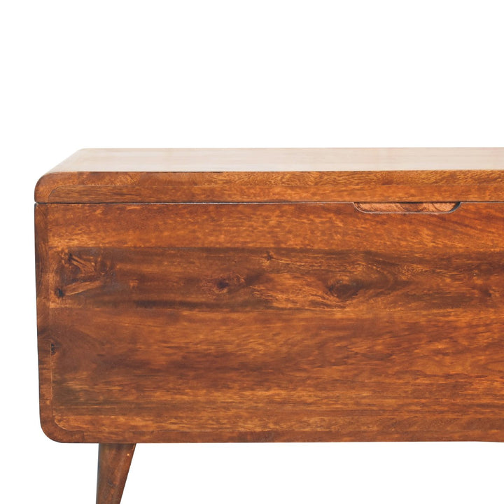 Curved Chestnut Blanket Box - TidySpaces