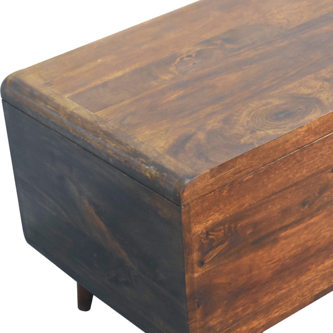 Curved Chestnut Blanket Box - TidySpaces