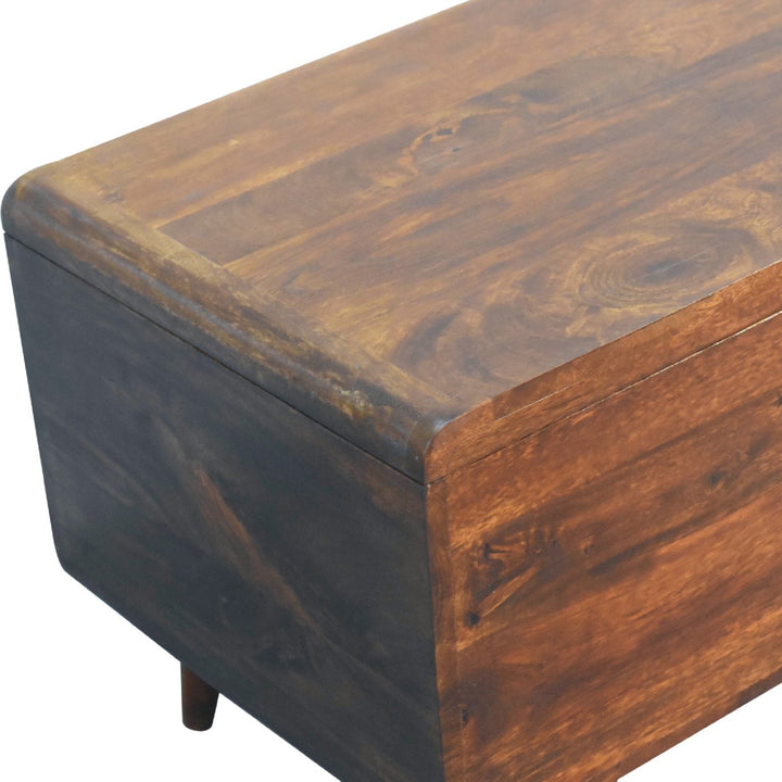 Curved Chestnut Blanket Box - TidySpaces