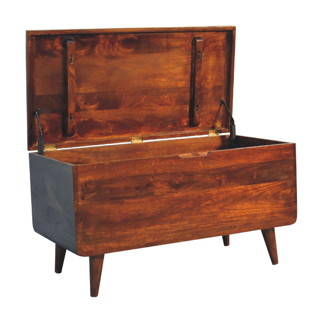 Curved Chestnut Blanket Box - TidySpaces