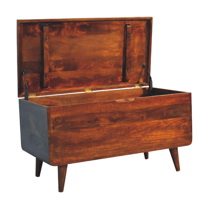 Curved Chestnut Blanket Box - TidySpaces