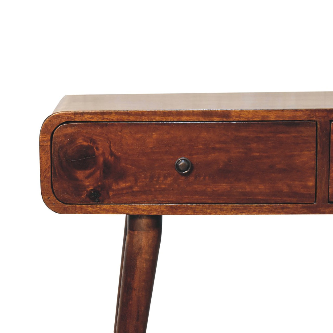 Chestnut Curved Hallway Table - TidySpaces