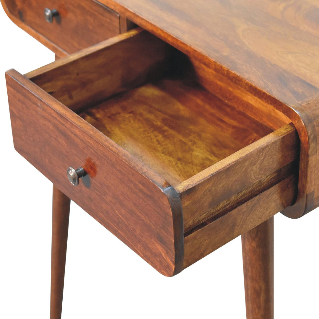Chestnut Curved Hallway Table - TidySpaces