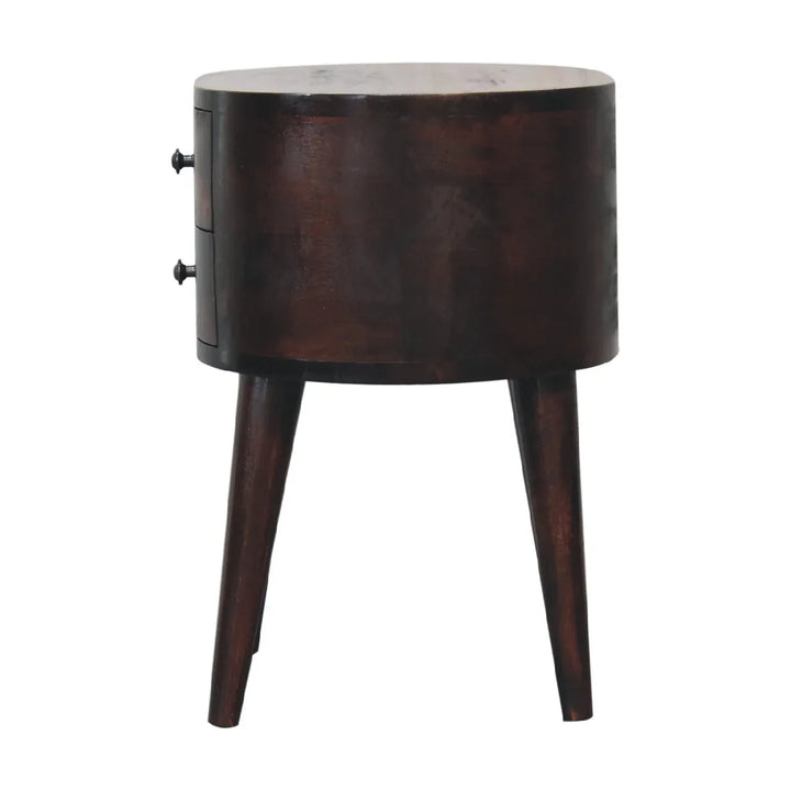 Light Walnut Rounded Bedside Table - TidySpaces