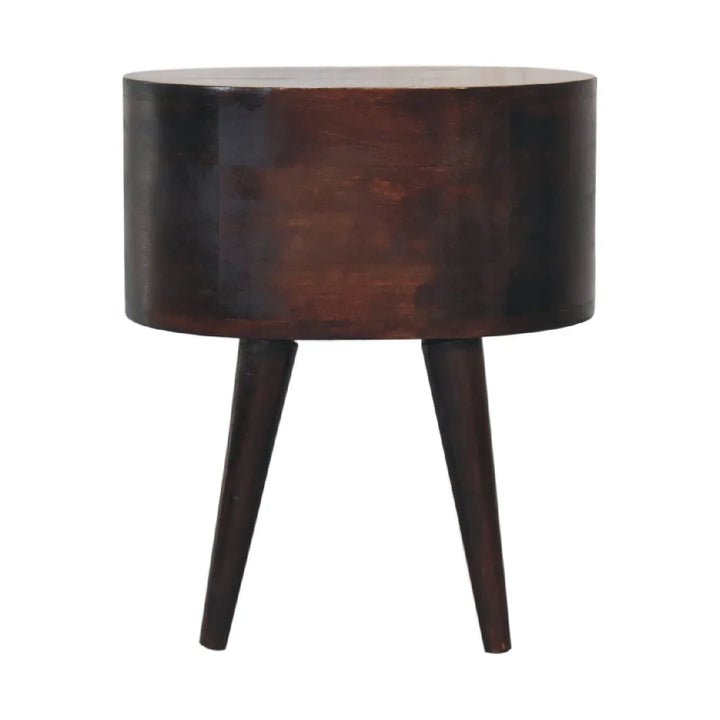 Light Walnut Rounded Bedside Table - TidySpaces