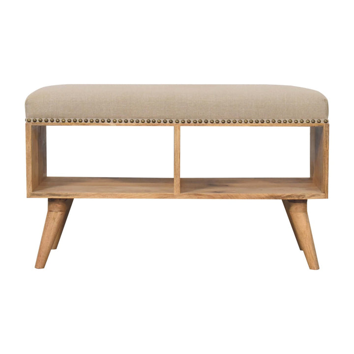 Studded Linen Open Bench