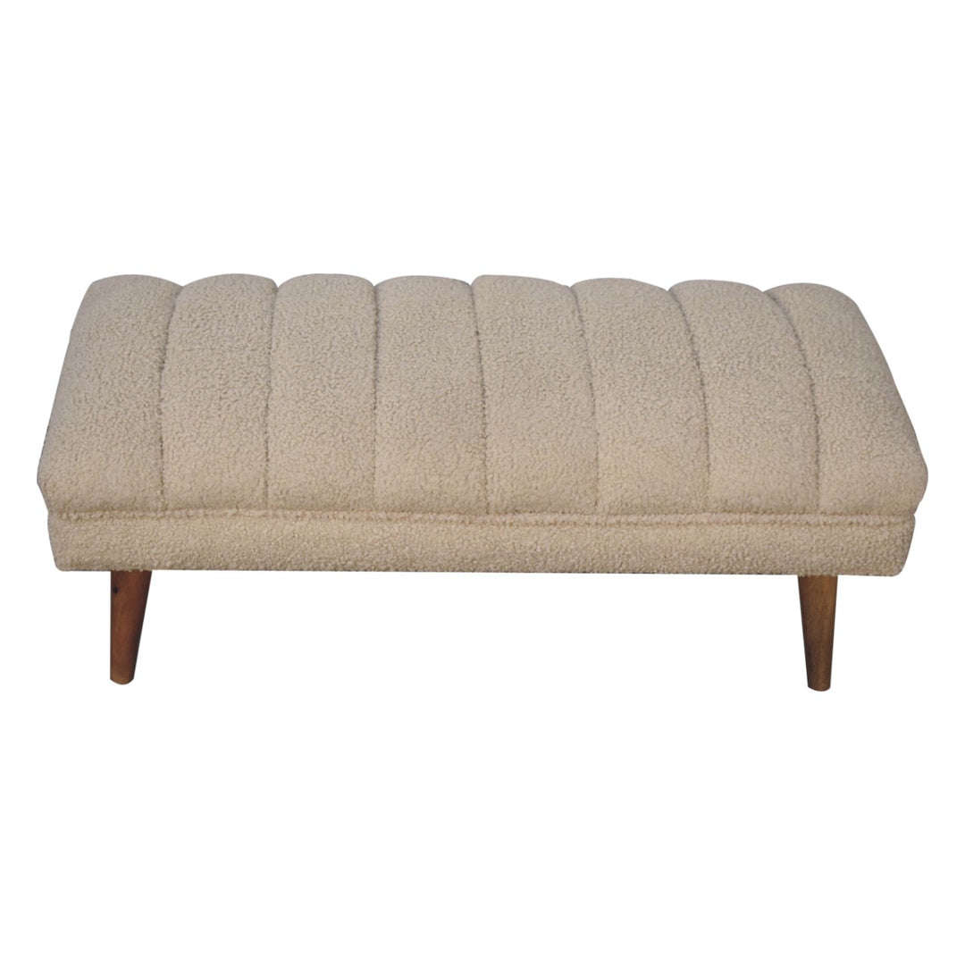 Cream Boucle Puffer Bench