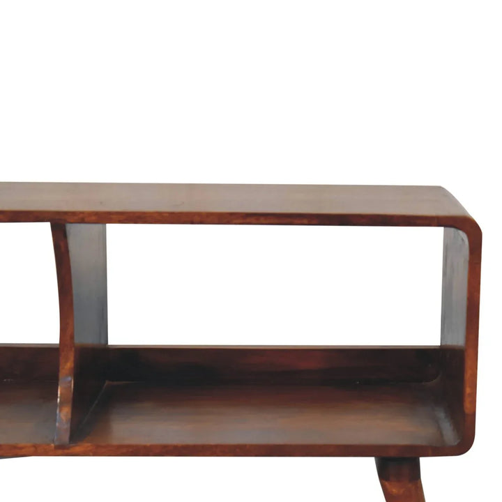 Curved Chestnut Double Slot Media Unit - TidySpaces