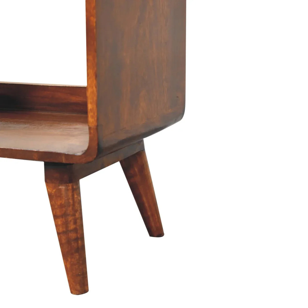 Curved Chestnut Double Slot Media Unit - TidySpaces