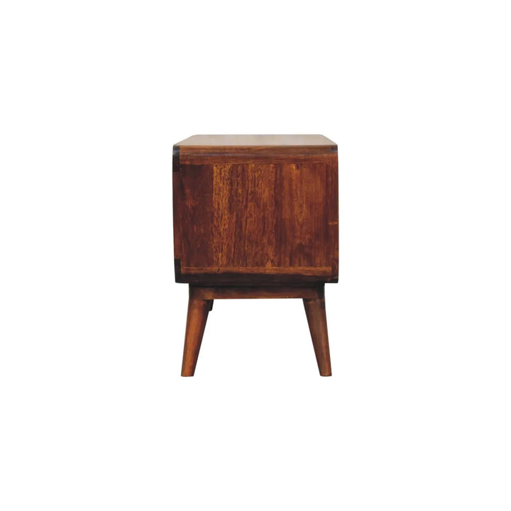 Curved Chestnut Double Slot Media Unit - TidySpaces