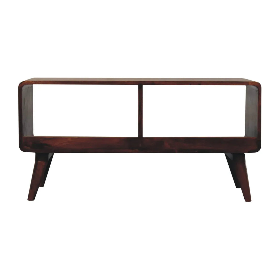 Curved Chestnut Double Slot Media Unit - TidySpaces