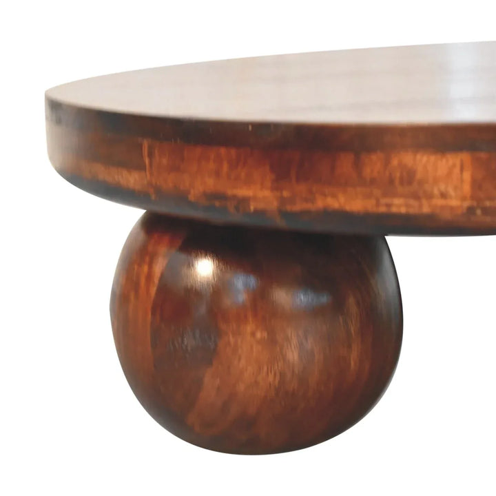 California Walnut Coffee Table with Ball Feet - TidySpaces