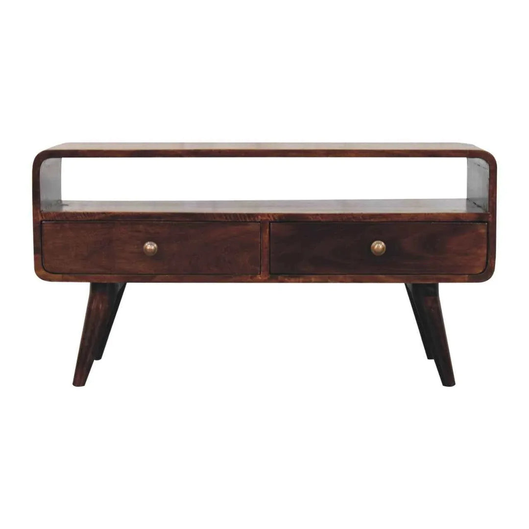 Curved California Walnut Media Unit