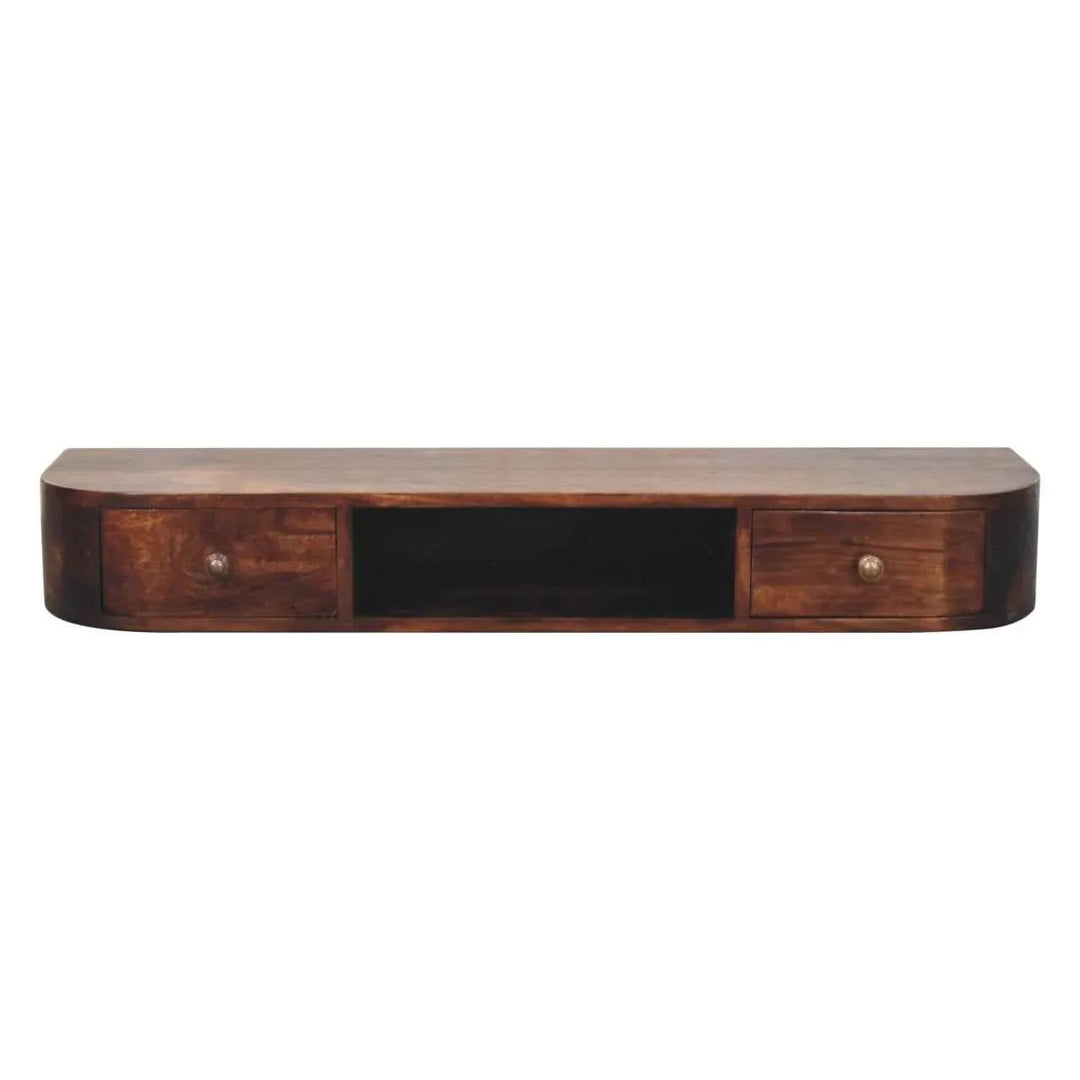 Lunar 2 Drawer Wall Mounted Chestnut Console