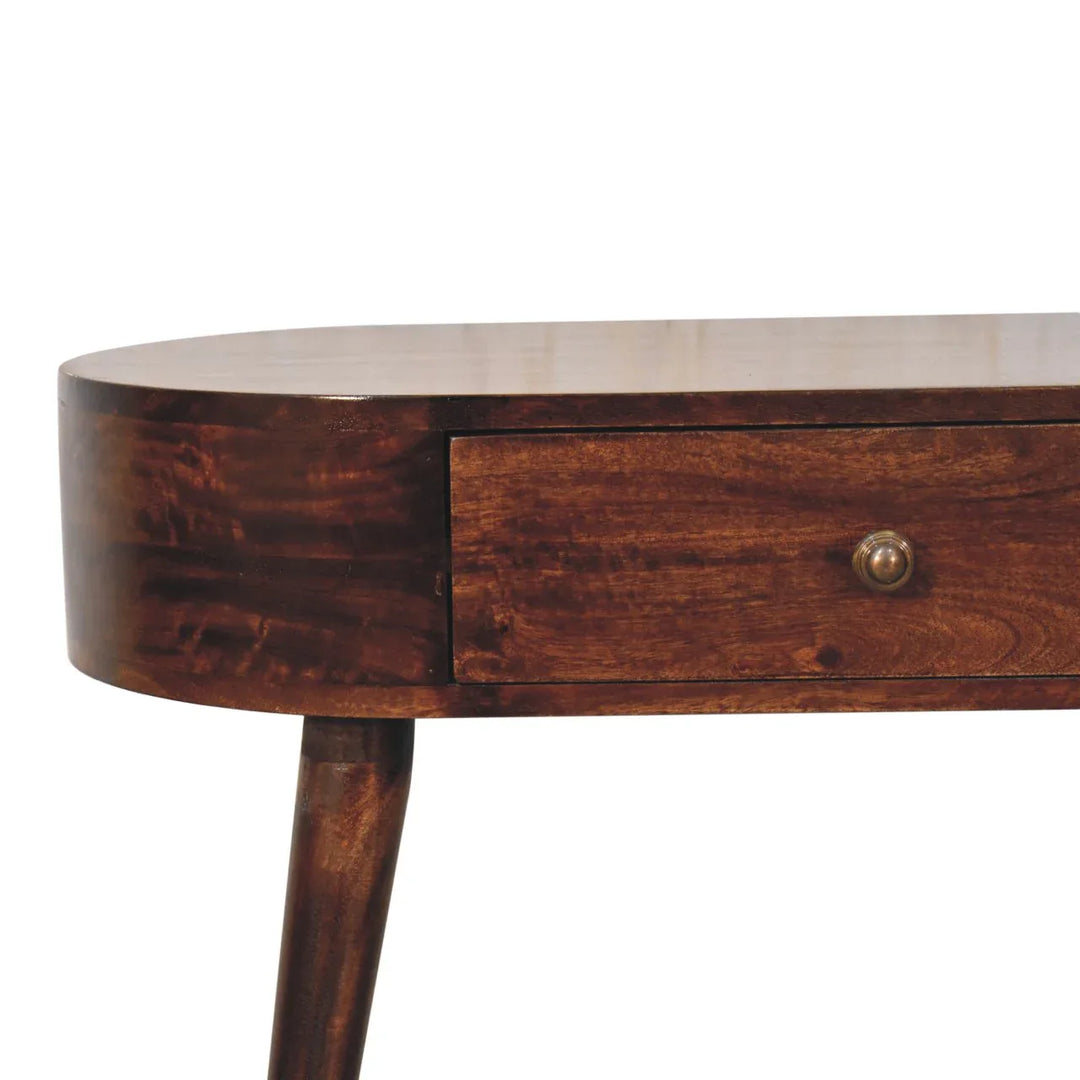 Honey Caramel Rounded Small Console Table - TidySpaces