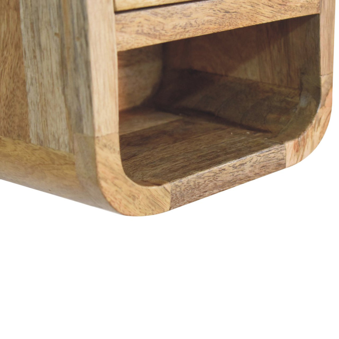 Extra Mini Curved Oak-ish Bedside with Open Slot