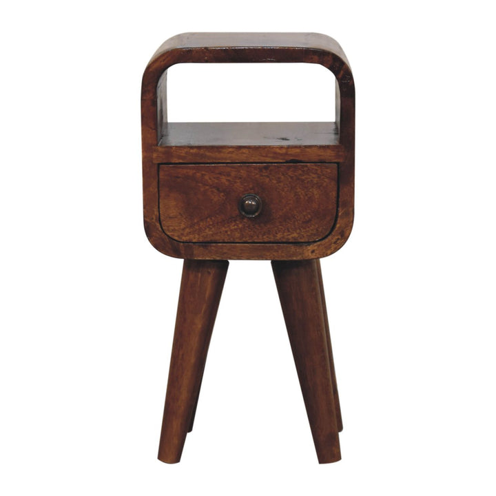 Extra Mini Chestnut Curve Open Slot Bedside - TidySpaces