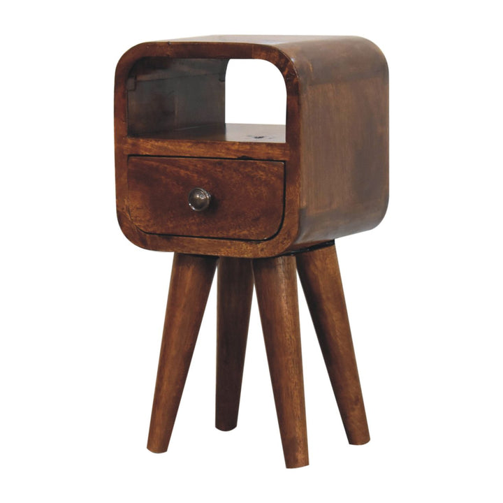 Extra Mini Chestnut Curve Open Slot Bedside - TidySpaces