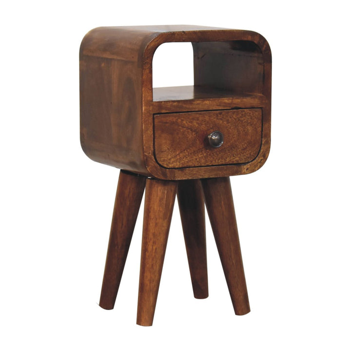 Extra Mini Chestnut Curve Open Slot Bedside - TidySpaces