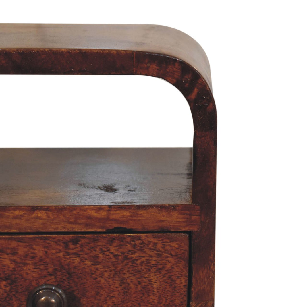 Extra Mini Chestnut Curve Open Slot Bedside - TidySpaces