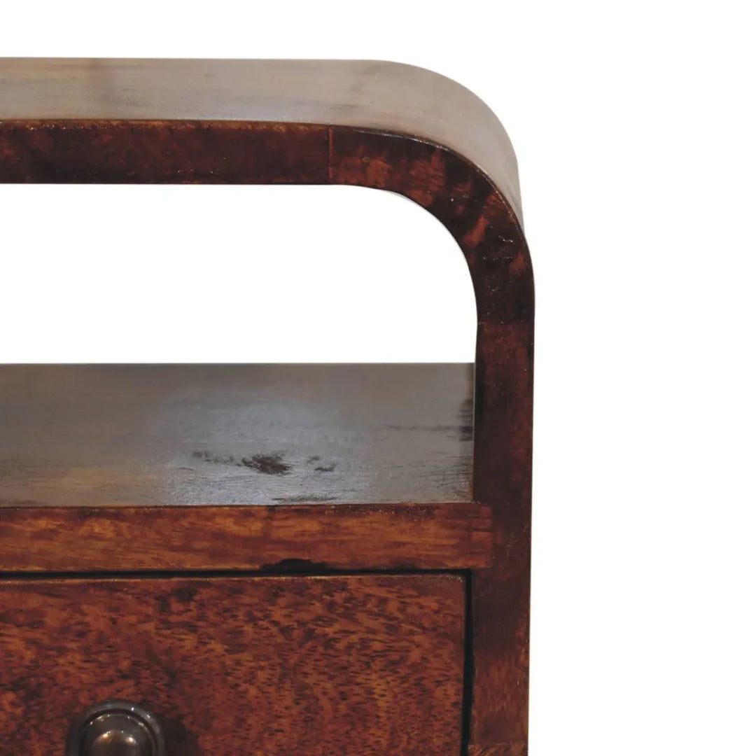 Extra Mini Chestnut Curve Open Slot Bedside - TidySpaces
