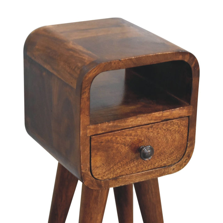 Extra Mini Chestnut Curve Open Slot Bedside - TidySpaces