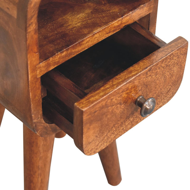 Extra Mini Chestnut Curve Open Slot Bedside - TidySpaces