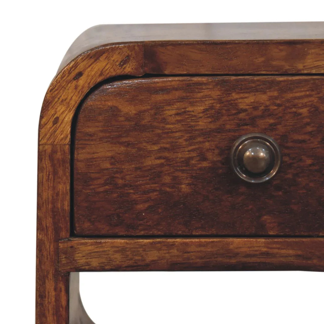 Extra Mini Chestnut Curve Lower Bedside - TidySpaces