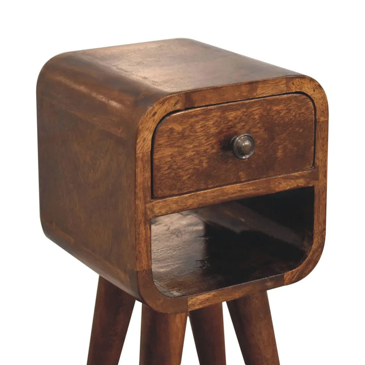 Extra Mini Chestnut Curve Lower Bedside - TidySpaces
