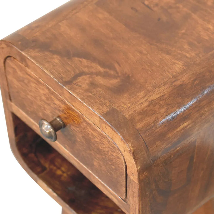 Extra Mini Chestnut Curve Lower Bedside - TidySpaces