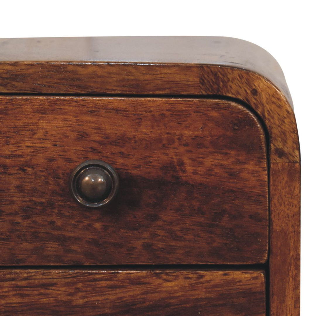 Extra Mini Curved Chestnut Bedside