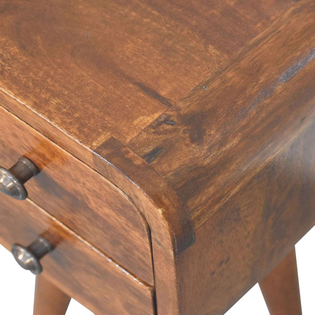 Extra Mini Curved Chestnut Bedside