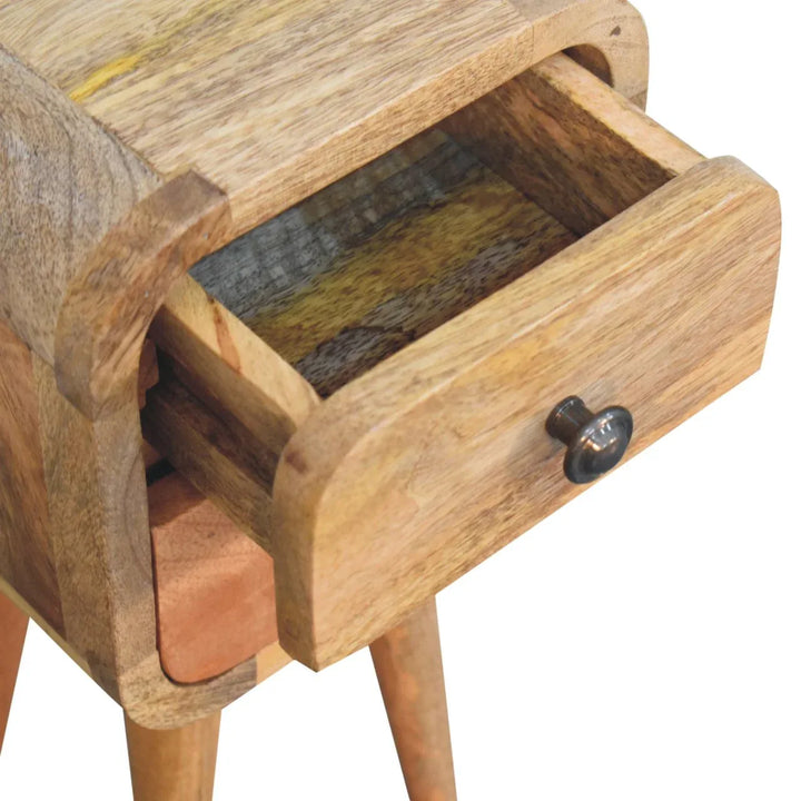 Extra Mini Curved Oak-ish Bedside - TidySpaces
