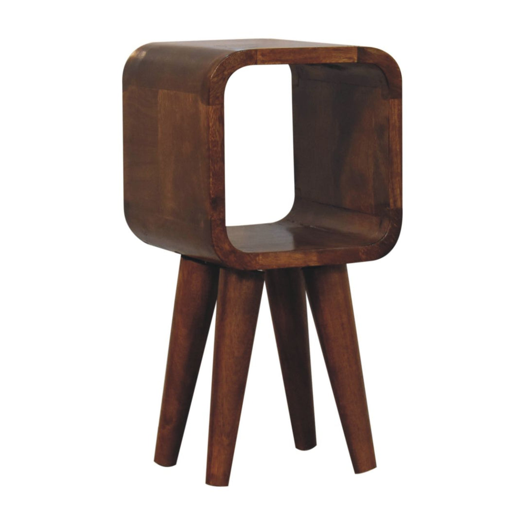 Extra Mini Minimalist Open Curved Chestnut Bedside