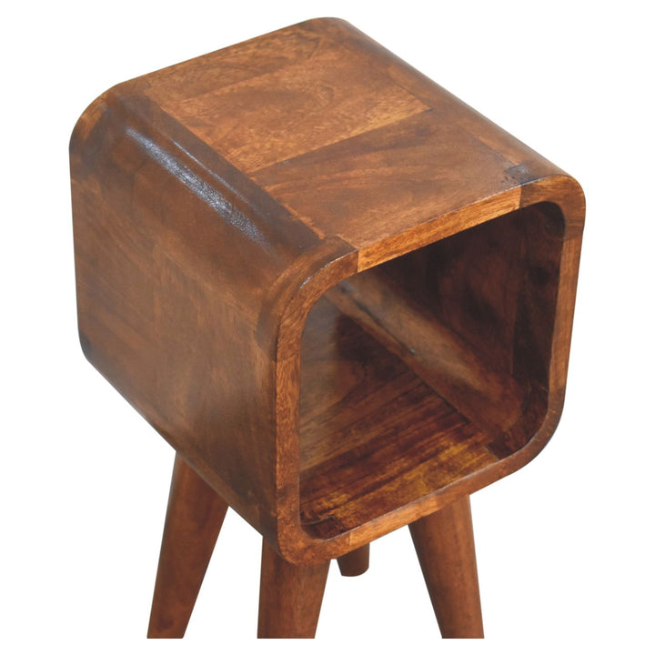 Extra Mini Minimalist Open Curved Chestnut Bedside