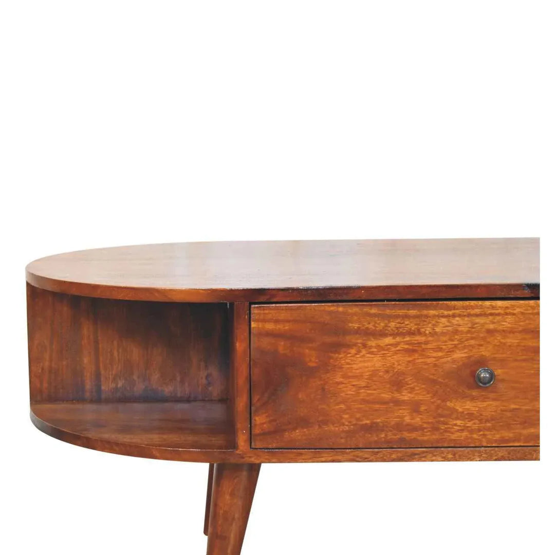 Chestnut Oval Coffee Table with 2 Drawers