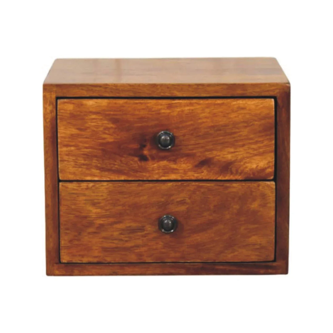Solis 2-Drawer Chestnut Wall Mounted Nightstand - TidySpaces