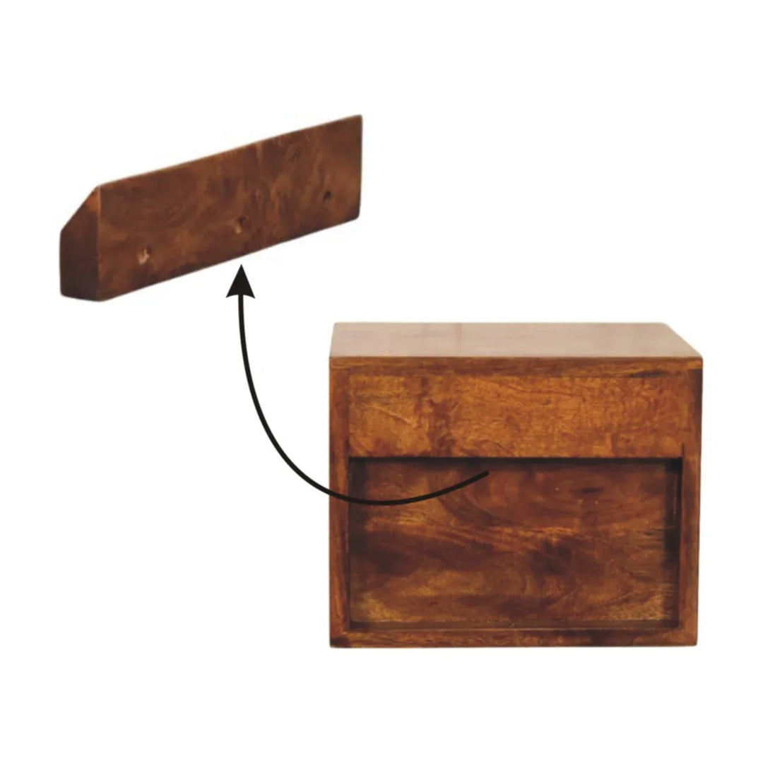Solis 2-Drawer Chestnut Wall Mounted Nightstand - TidySpaces
