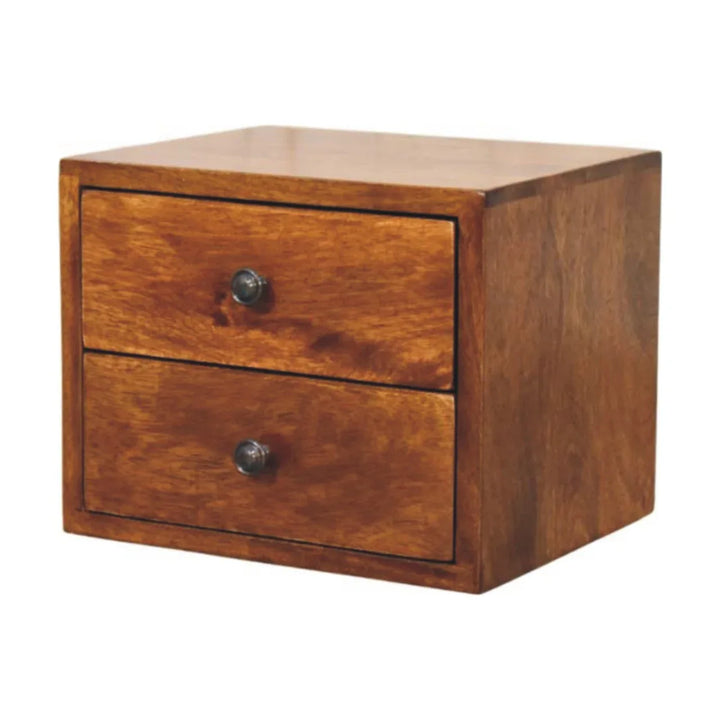 Solis 2-Drawer Chestnut Wall Mounted Nightstand - TidySpaces