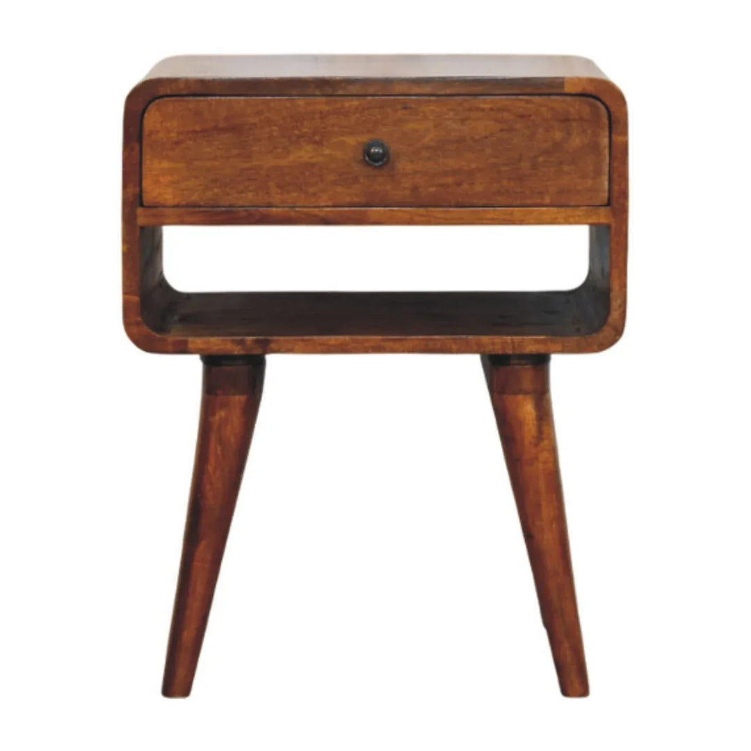 Avora Chestnut Nightstand with Drawer and open slot - TidySpaces
