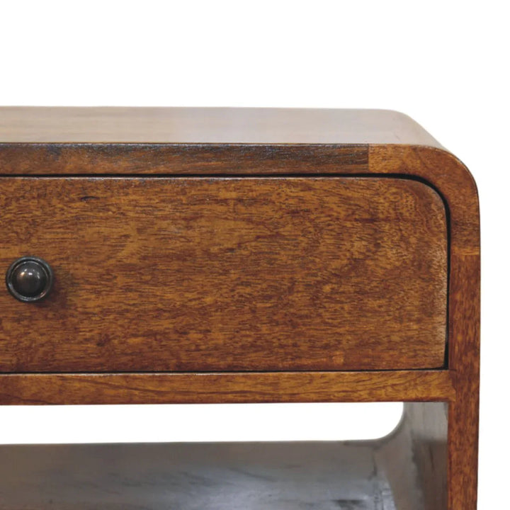 Avora Chestnut Nightstand with Drawer and open slot - TidySpaces