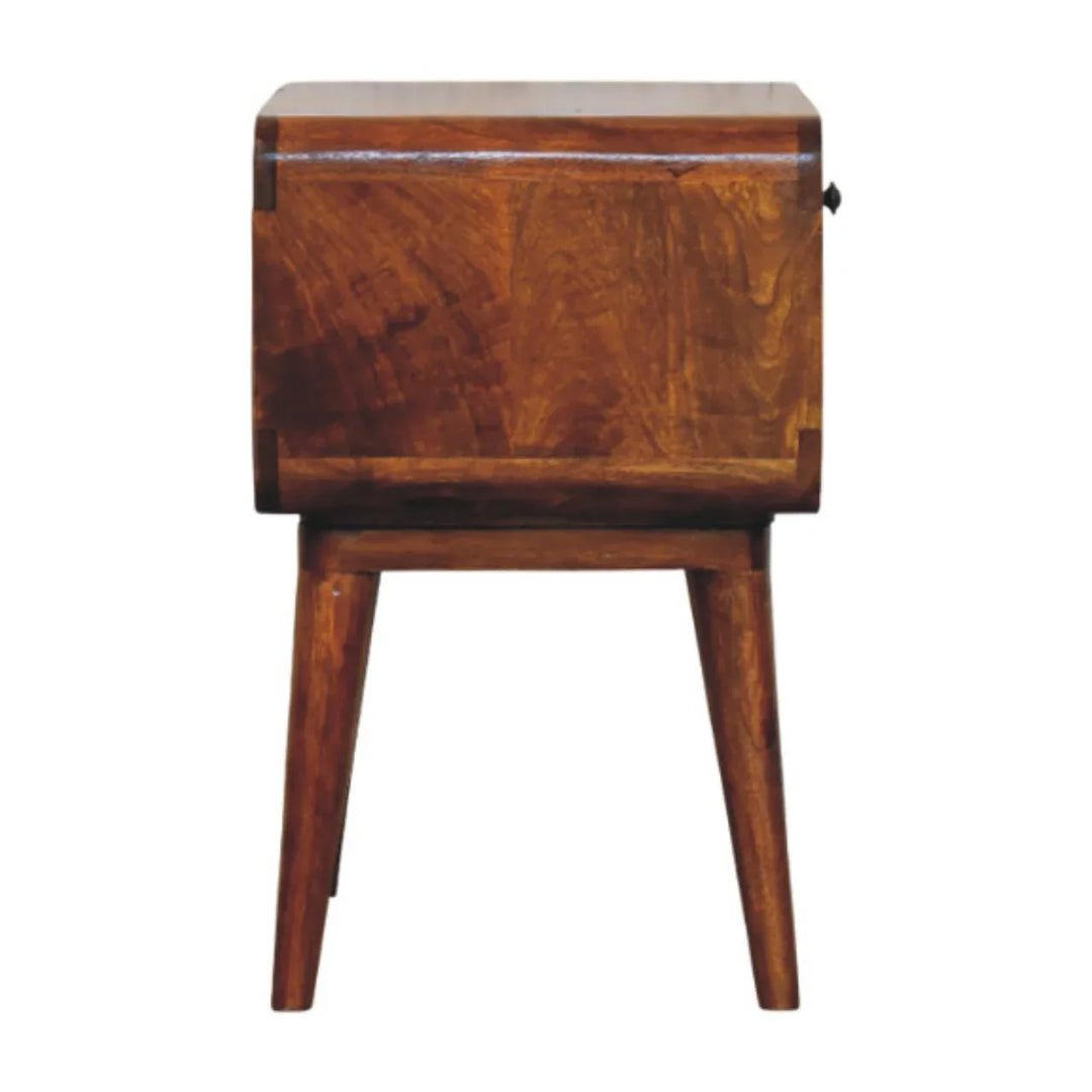 Avora Chestnut Nightstand with Drawer and open slot - TidySpaces