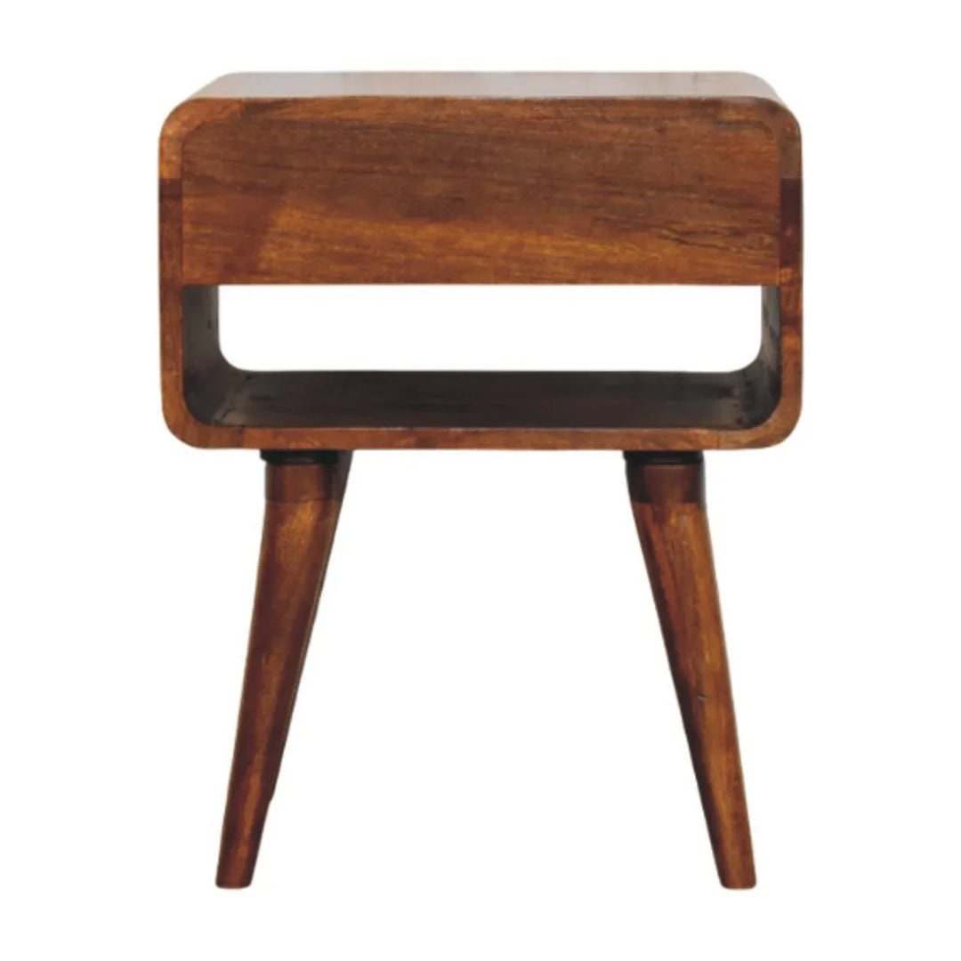 Avora Chestnut Nightstand with Drawer and open slot - TidySpaces