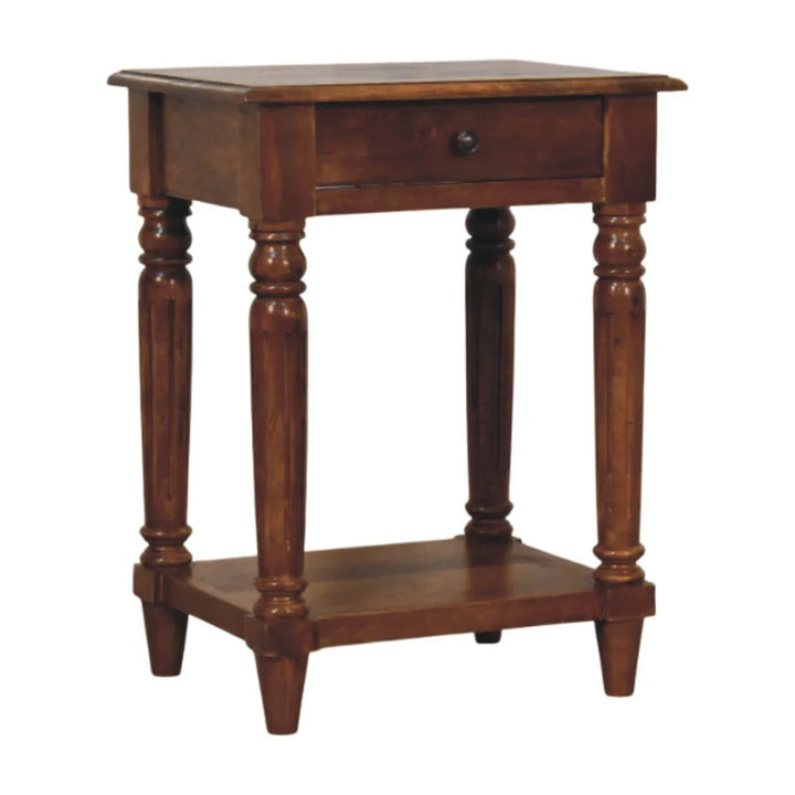Turned Legs Chestnut 1 Drawer Side Table - TidySpaces