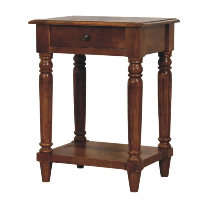 Turned Legs Chestnut 1 Drawer Side Table - TidySpaces