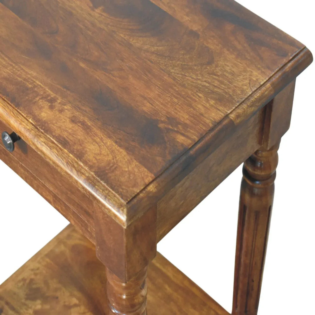 Turned Legs Chestnut 1 Drawer Side Table - TidySpaces
